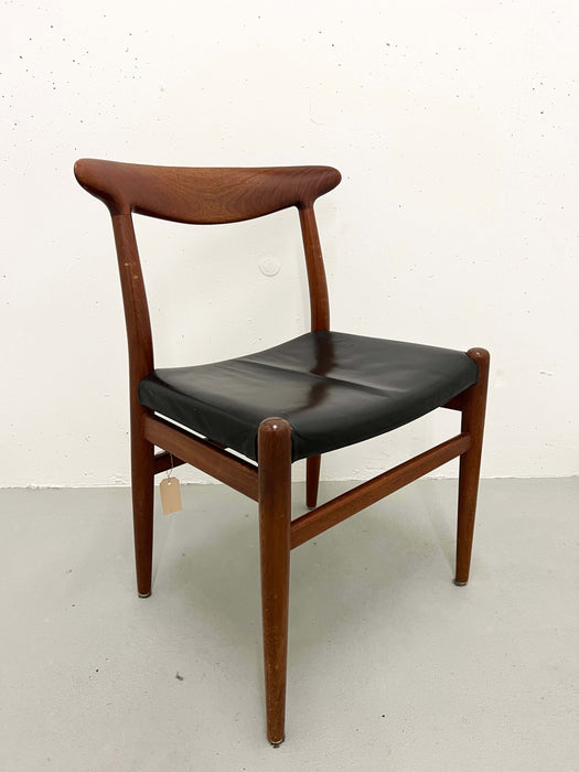 Vintage Stuhl Hans J. Wegner W2 CM Madsen 1960 Teak Leder Denmark Midcentury