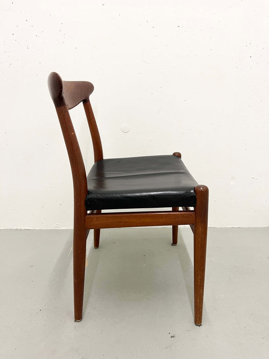 Vintage Stuhl Hans J. Wegner W2 CM Madsen 1960 Teak Leder Denmark Midcentury