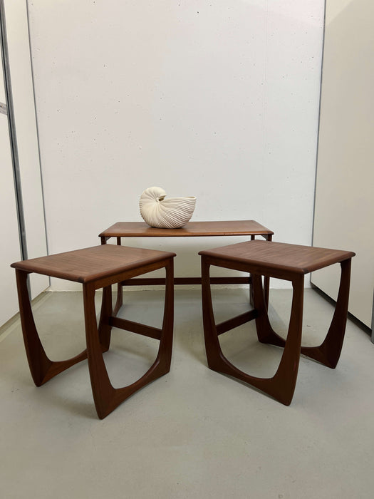 Vintage set of 3 side tables Nesting tables G-Plan England, teak 60s