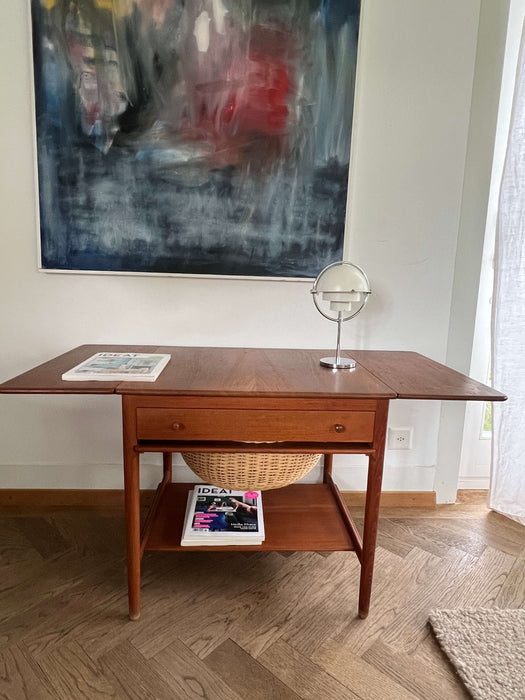 Vintage Hans Wegner Andreas Tuck sewing table side table AT-33 Teak Denmark 60s